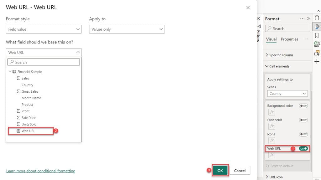 Applying custom conditional formatting using a Measure in Power BI table visual
