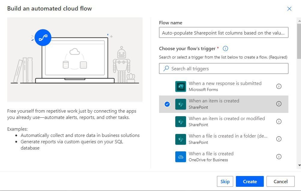auto populate column based on another column sharepoint list Power Automate auto populate column based on another column sharepoint list Power Automate