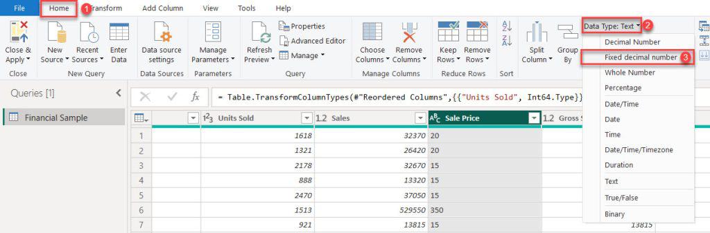 Change Data Types of a Column in Power BI power bi change data type
