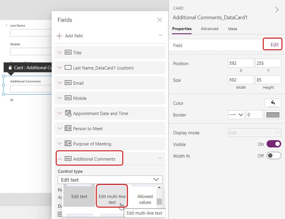 Change single line of text field to multiline text in Power Apps Change single line of text field to multiline text in Power Apps