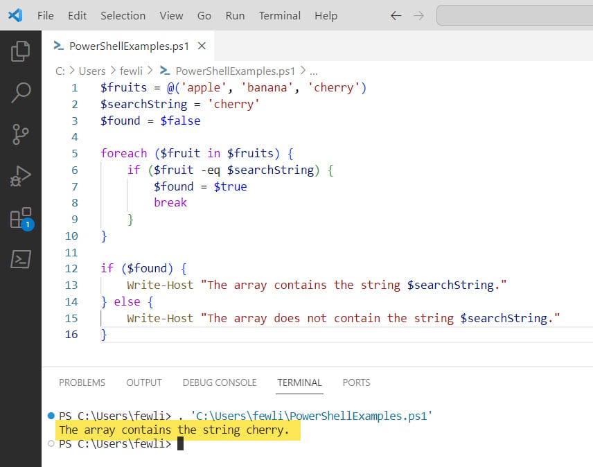 Check if an Array Contains a String in PowerShell