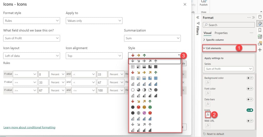 conditional formatting in Power BI table visual