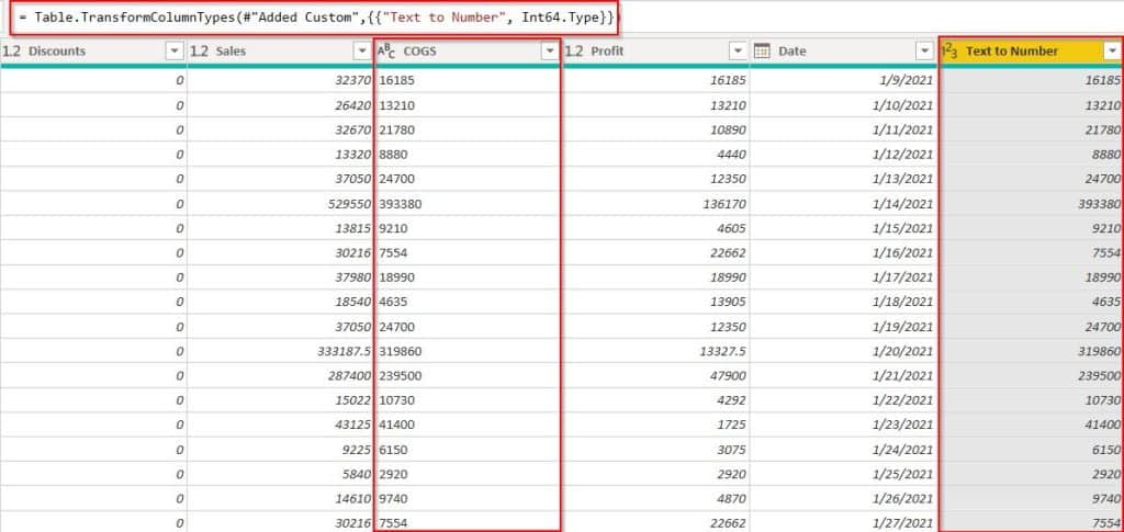 Convert Text to Number error in Power Query example