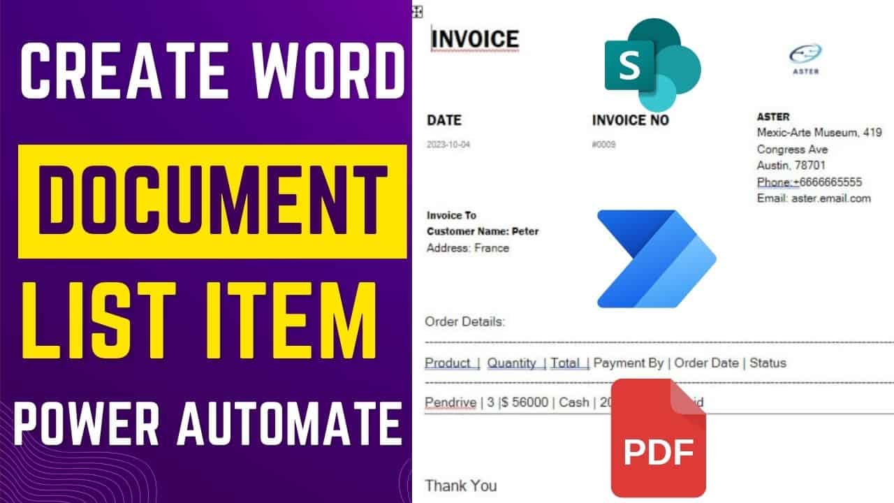 Create a Word Document from a SharePoint list item using Power Automate