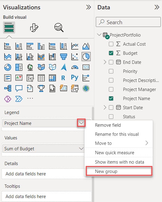 Create Groups in the Power BI pie chart Create Groups in the Power BI pie chart