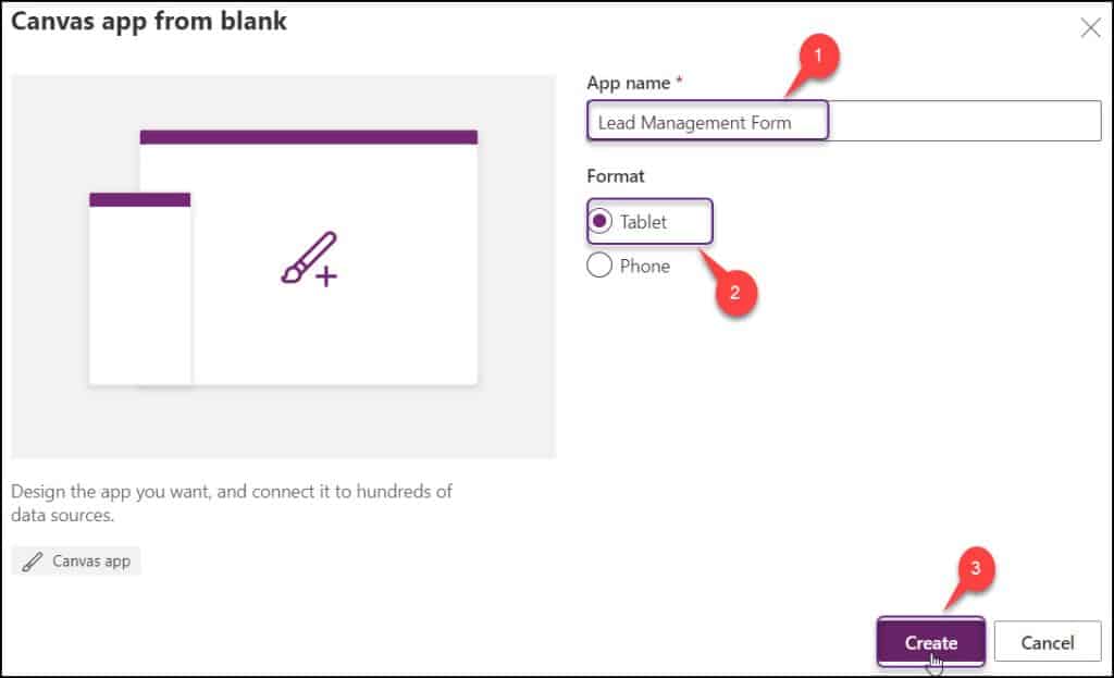Create Power Apps Blank Canvas App create tabs in powerapps form