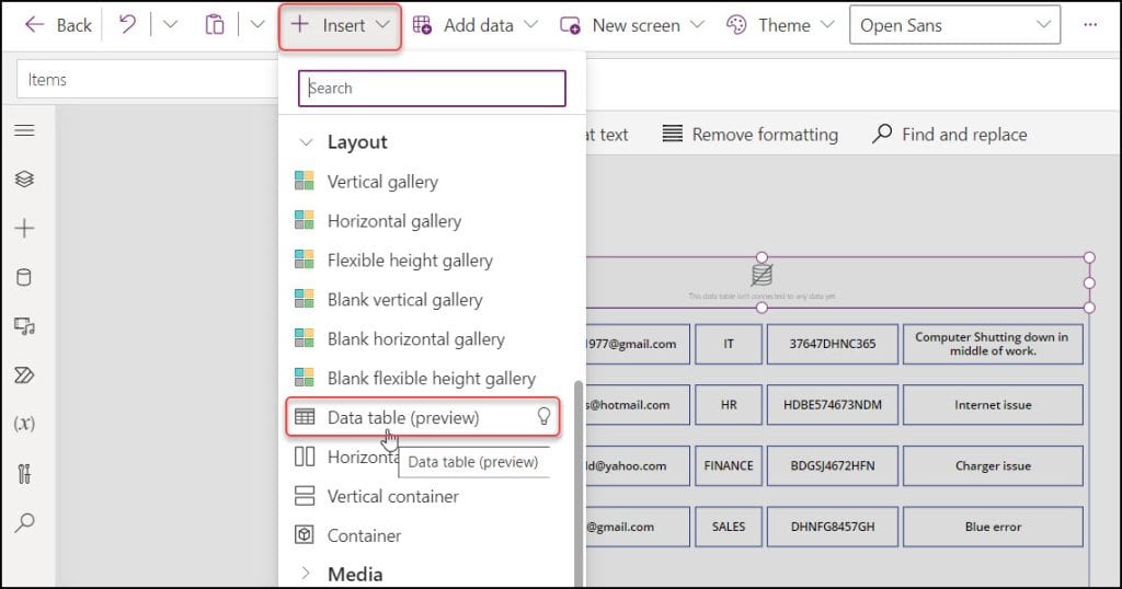 Create Power Apps Grid View