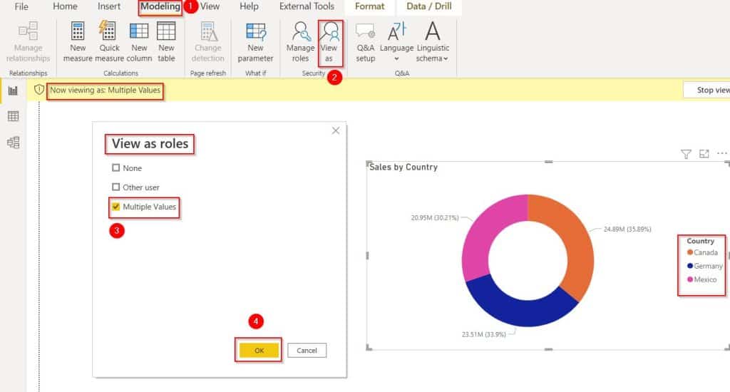 Example of Power BI Row level Security multiple values Example of Power BI Row-level Security multiple values
