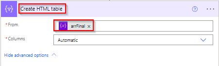 Example to Create HTML table From Multiple Arrays using Microsoft flow Example to Create HTML table From Multiple Arrays using Microsoft flow