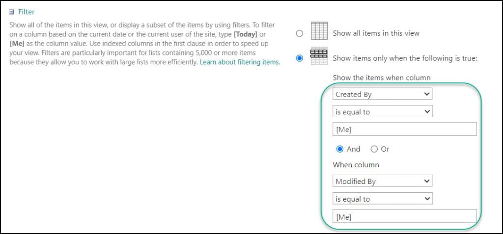 filter sharepoint list view by current user filter sharepoint list view by current user