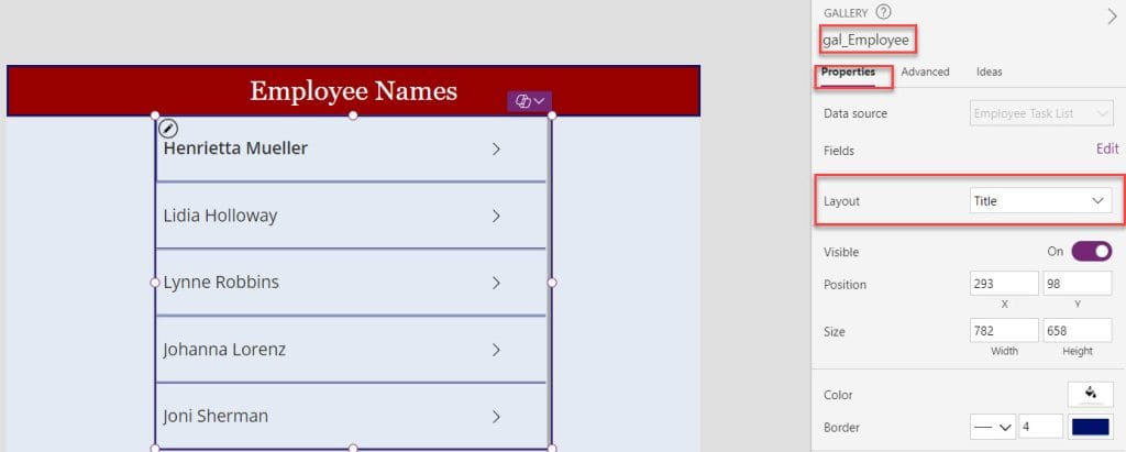 group items in a power apps gallery