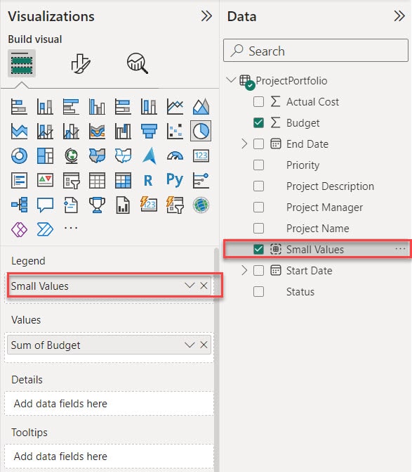group small values in the Power BI pie chart group small values in the Power BI pie chart