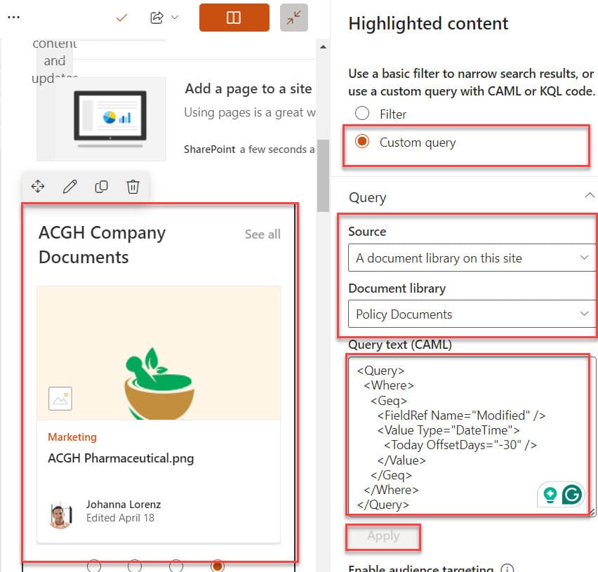 highlighted content CAML query highlighted content CAML query examples