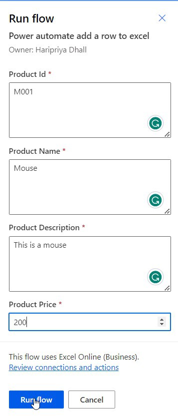 How to add row to excel using Microsoft flow How to add row to excel using Microsoft flow