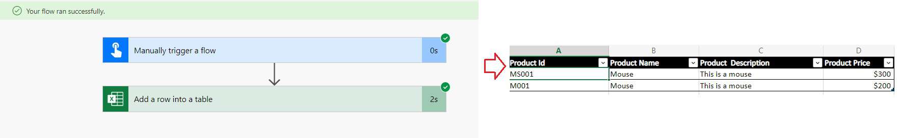 Add Rows to Excel in Power Automate
