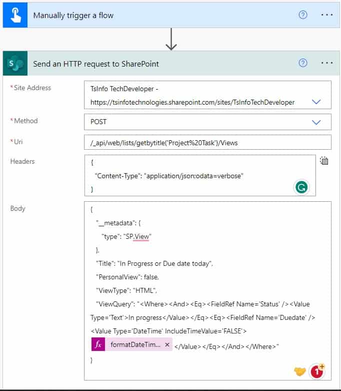 How to create SharePoint list view using Microsoft Power automate