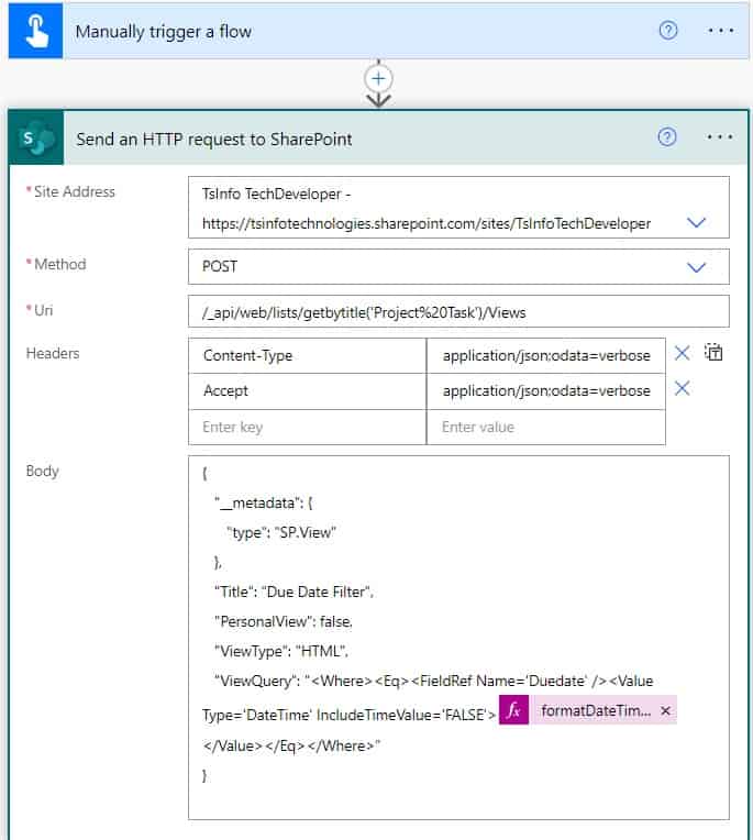 How to create SharePoint list view using Power automate