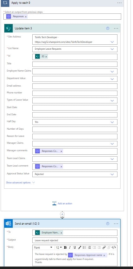 How to do leave request workflow Power automate