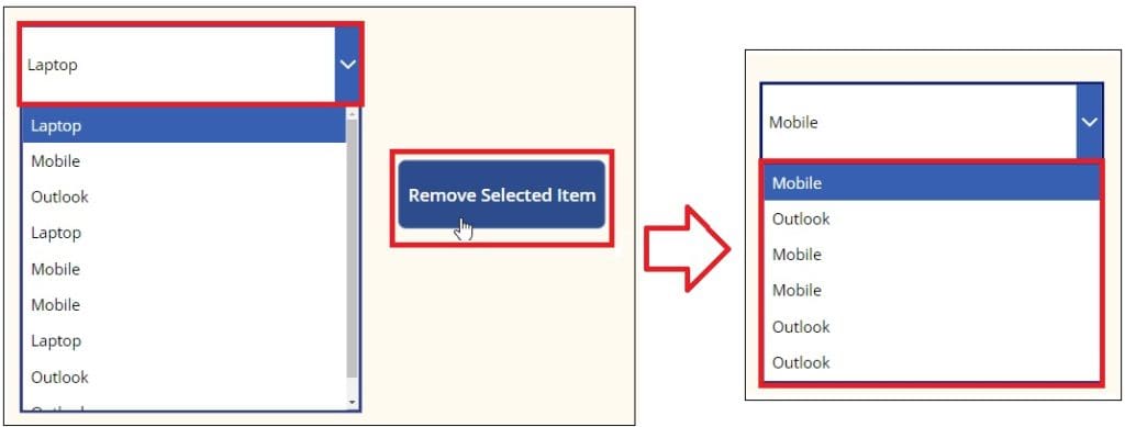 How to remove power apps collection item from dropdown control How to remove power apps collection item from dropdown control