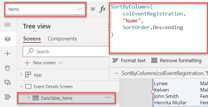 How to Sort Power Apps Data Table Alphabetically