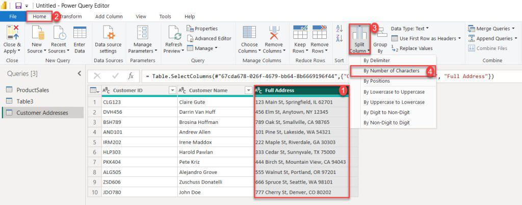 how to split data in power bi
