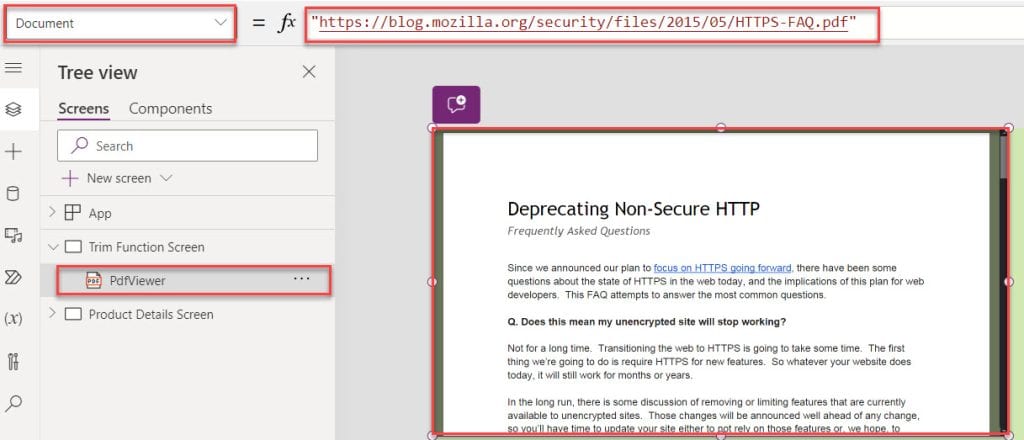 how to use pdf viewer in powerapps