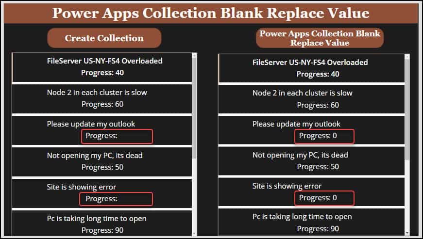 Power Apps Collection Blank Replace Value