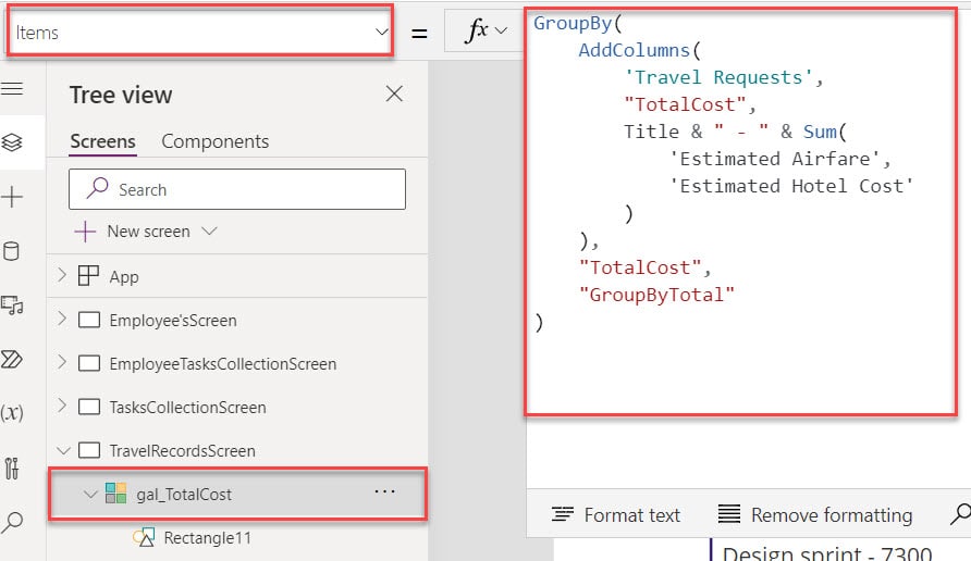 power apps gallery control group by and sum