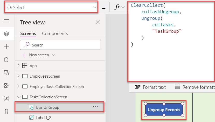 Power Apps Gallery Control Ungroup() Collection