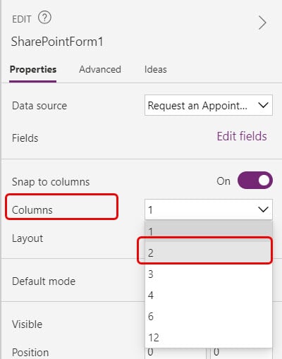 Power Apps list form two column layout Power Apps list form two column layout