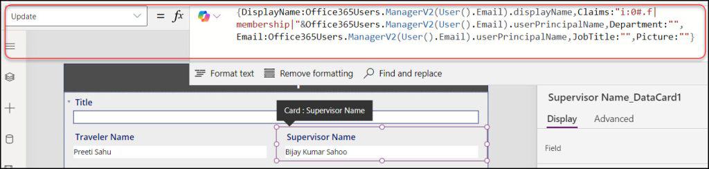 power apps save current user and manager in SharePoint person column power apps save current user and manager in SharePoint person column
