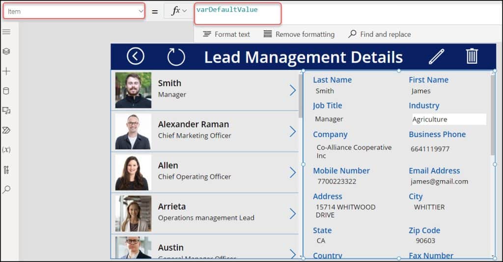 Power Apps Set first item in Display Form create tabs in powerapps form
