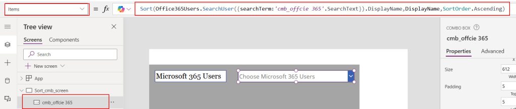 power apps sort combo box values of 365 users power apps sort combo box values of 365 users