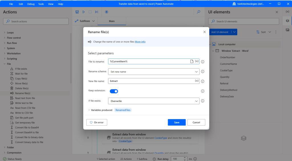 Power Automate Desktop transfer data from Word docs to Excel file Power Automate Desktop transfer data from Word docs to Excel file