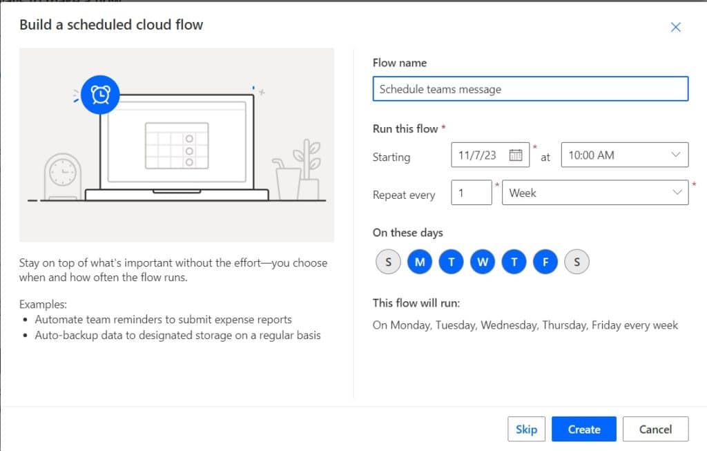 power automate schedule teams message power automate schedule teams message