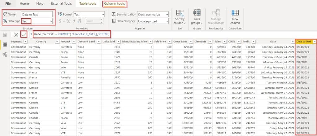 Power BI convert date to text DAX Power BI convert date to text DAX