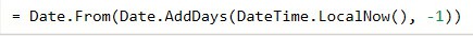 power BI datetime.localnow() minus days