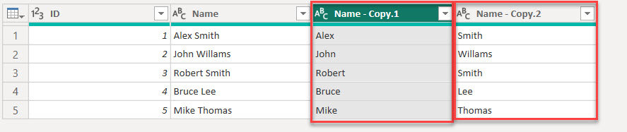 power bi split column but keep original using Power Query