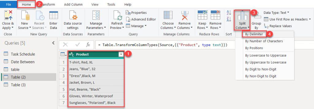 Power BI split column by multiple delimiters using Power Query
