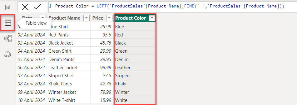 Power BI split column dax