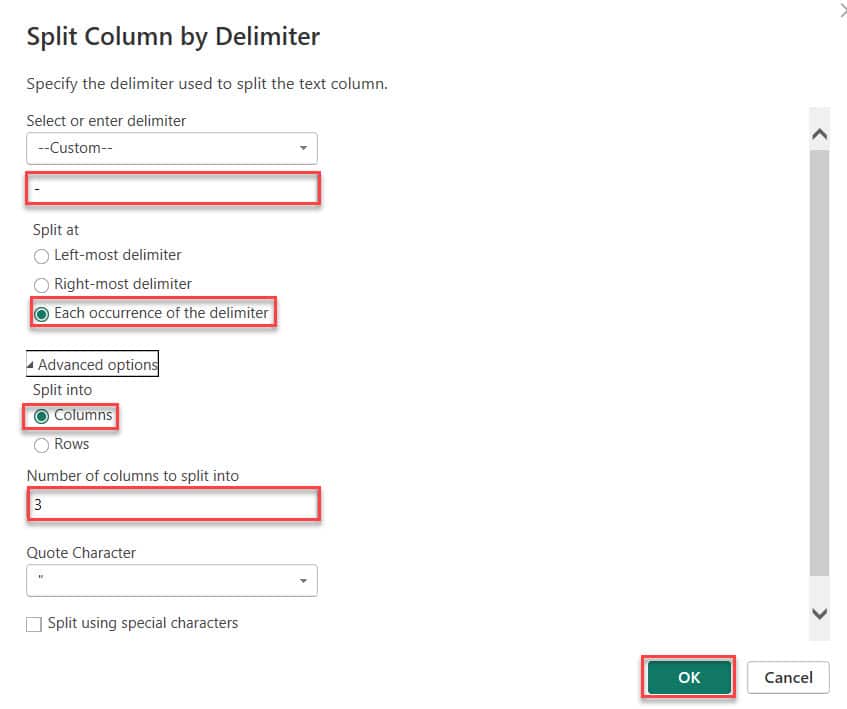 power bi split date column into month and year