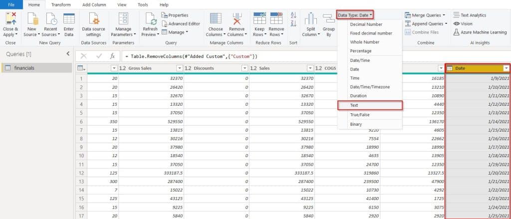 Power Query converts a date to text Power Query converts a date to text