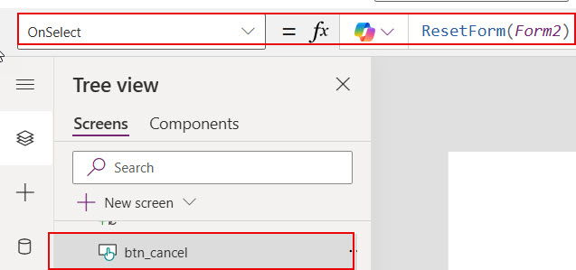 powerapps button onselect not working powerapps button onselect not working