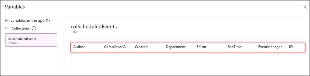 PowerApps Create Empty Collection With SharePoint Columns