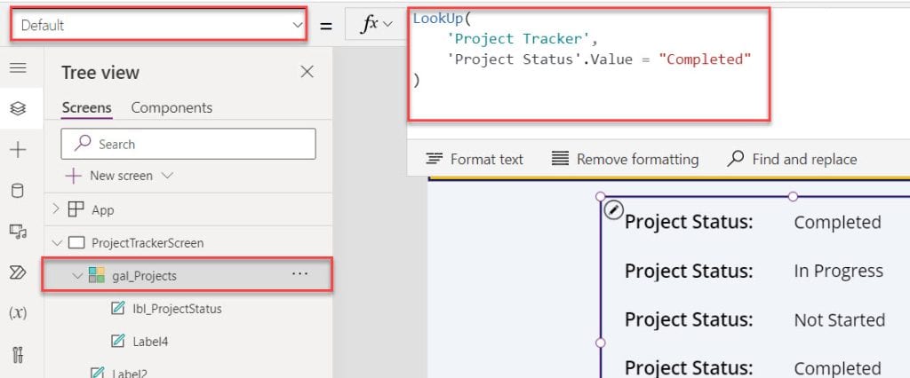 powerapps gallery sharepoint list default selected item