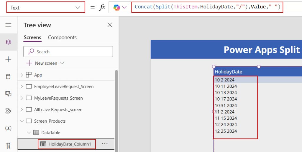 powerapps split datetime by delimiter and concat powerapps split datetime by delimiter and concat