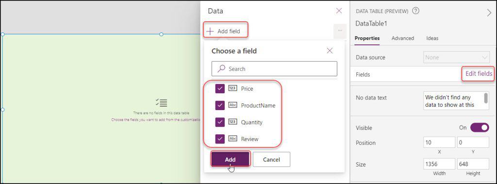 powerapps table function powerapps table function