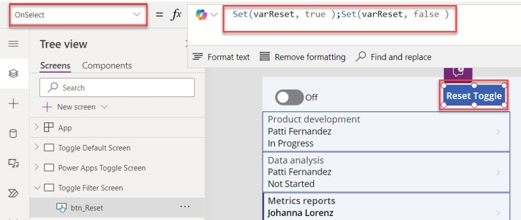 powerapps toggle reset powerapps toggle reset