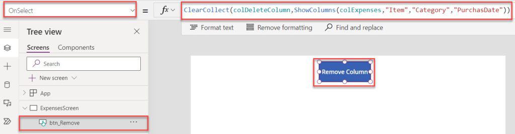 Remove a Column from the Power Apps Collection Remove a Column from the Power Apps Collection