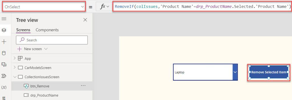 remove power apps collection item from dropdown control remove power apps collection item from dropdown control